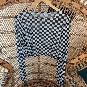 Cropped Checkered Long Sleeve